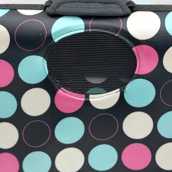 Dog Cat Carrier Polka Dot Soft Sided Pets Portable Folding Polyester Bag - Picture 6 of 13